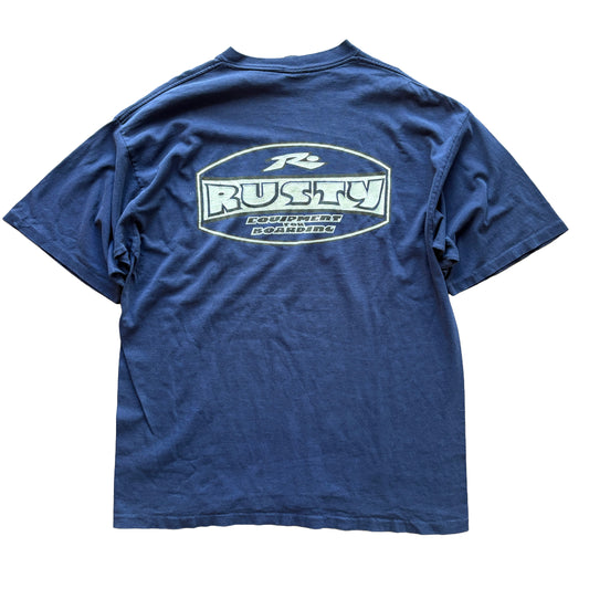 Y2K Rusty Spellout Surf T-Shirt | XL