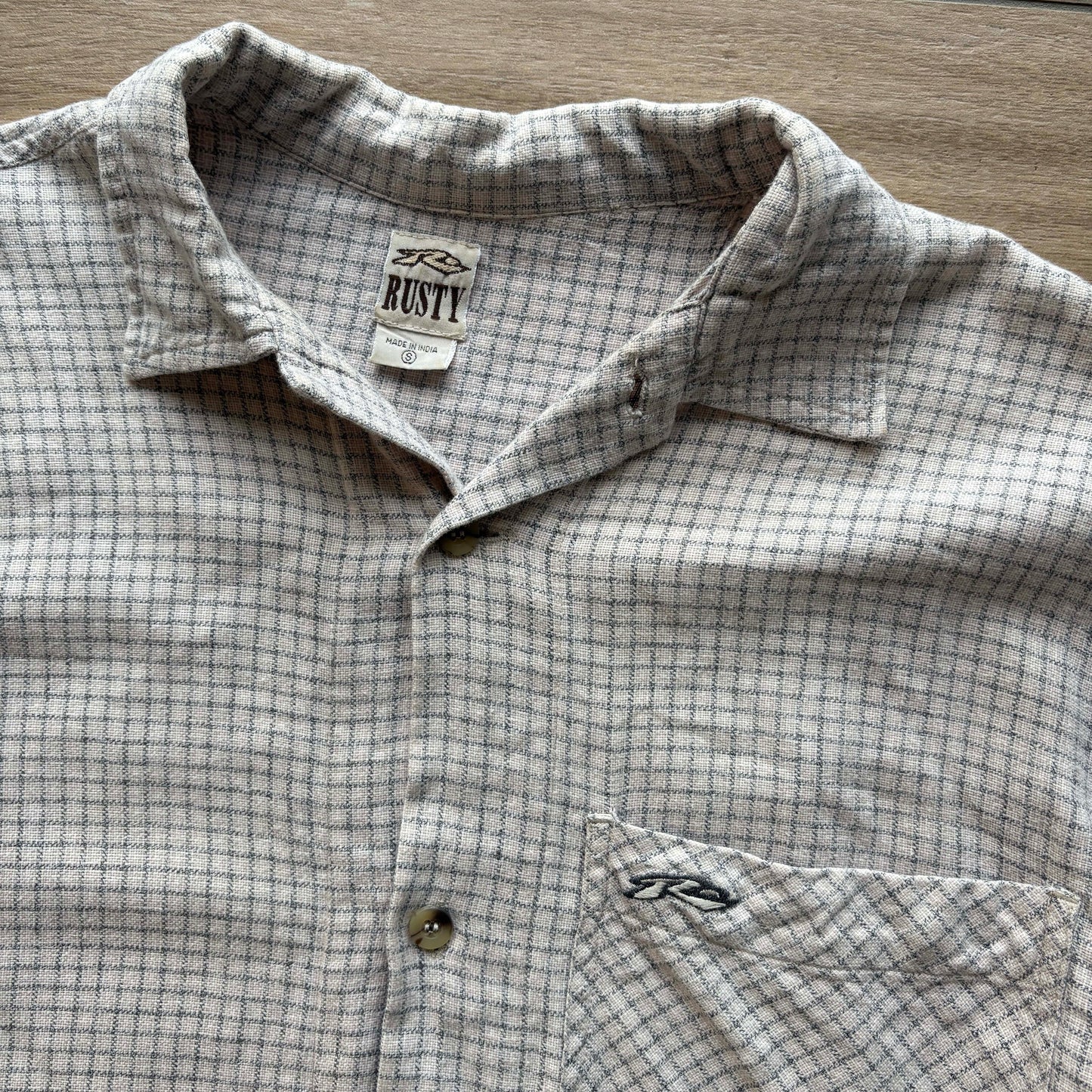 Y2K Rusty Cropped Button Up T-Shirt | M