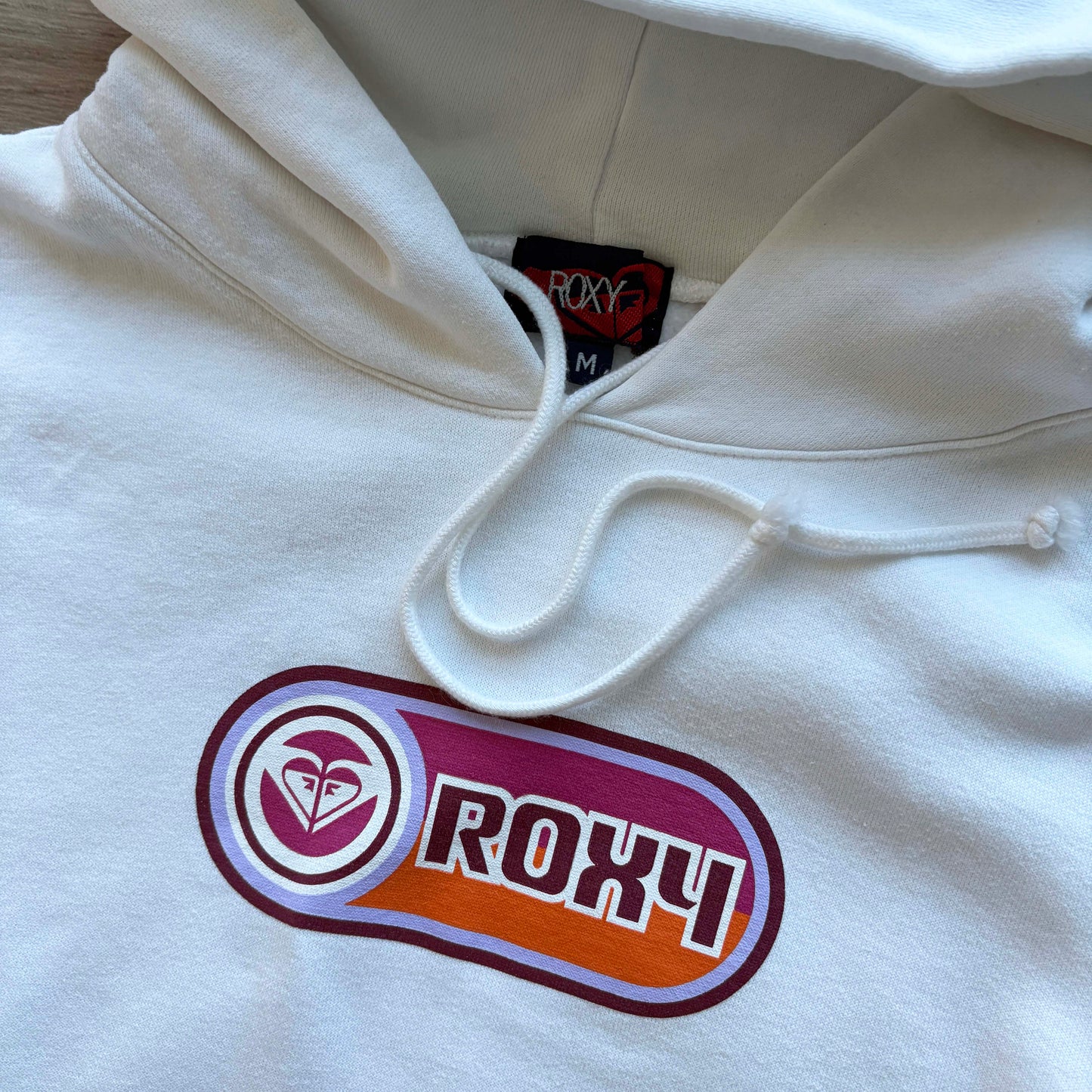 Y2K Roxy Bubble Logo Cropped Hoodie | WMNS M - Volant Vintage