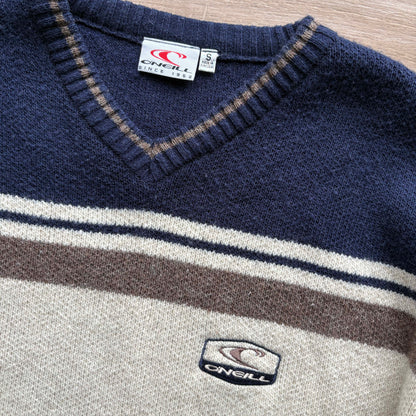 90s Oneill Knit V-Neck Jumper | L